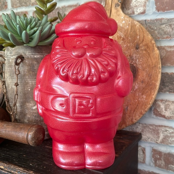 Vintage Blow Mold Plastic Santa Cookie Jar - Picture 1 of 14